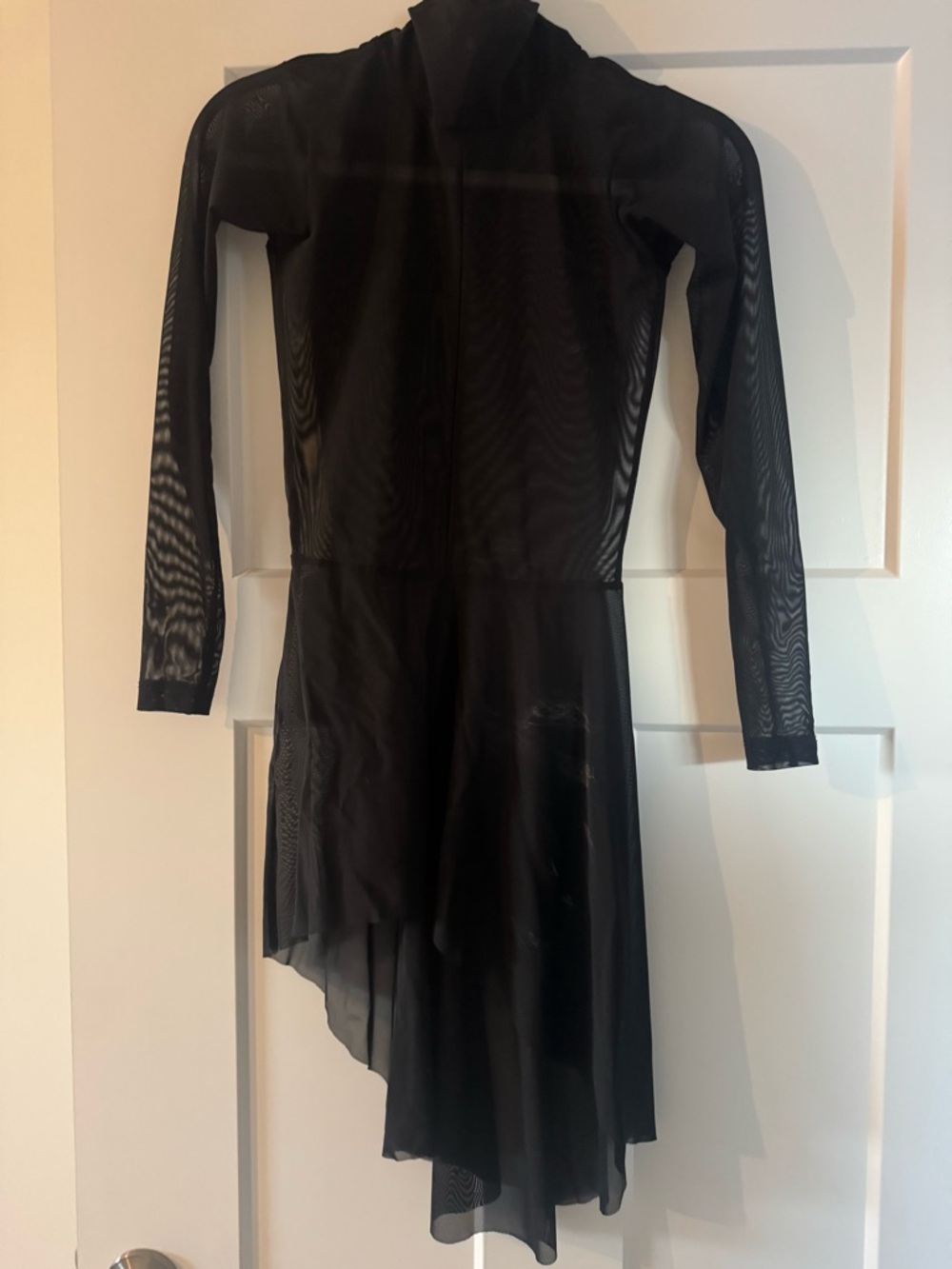 Eleve Dancewear Sheer Long Sleeve Asymmetric Black Dress